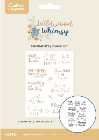 Crafter's Companion Wildwood Whismy Stamp Set Whimsical Sentiments (CC-WW-STP-WWHS)