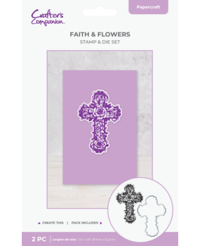 Crafter's Companion Faithful Celebrations Stamp & Metal Die Set Floral Cross (CC-STD-FAFLOW)