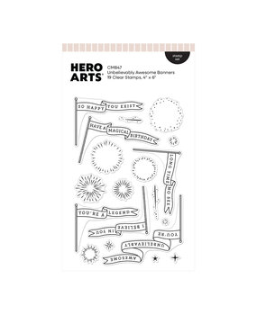 Hero Arts Don't Stop Believing Clear Stamp Set Unbelievably Awesome Banners (CM847)