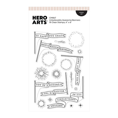 Hero Arts Don't Stop Believing Clear Stamp Set Unbelievably Awesome Banners (CM847)