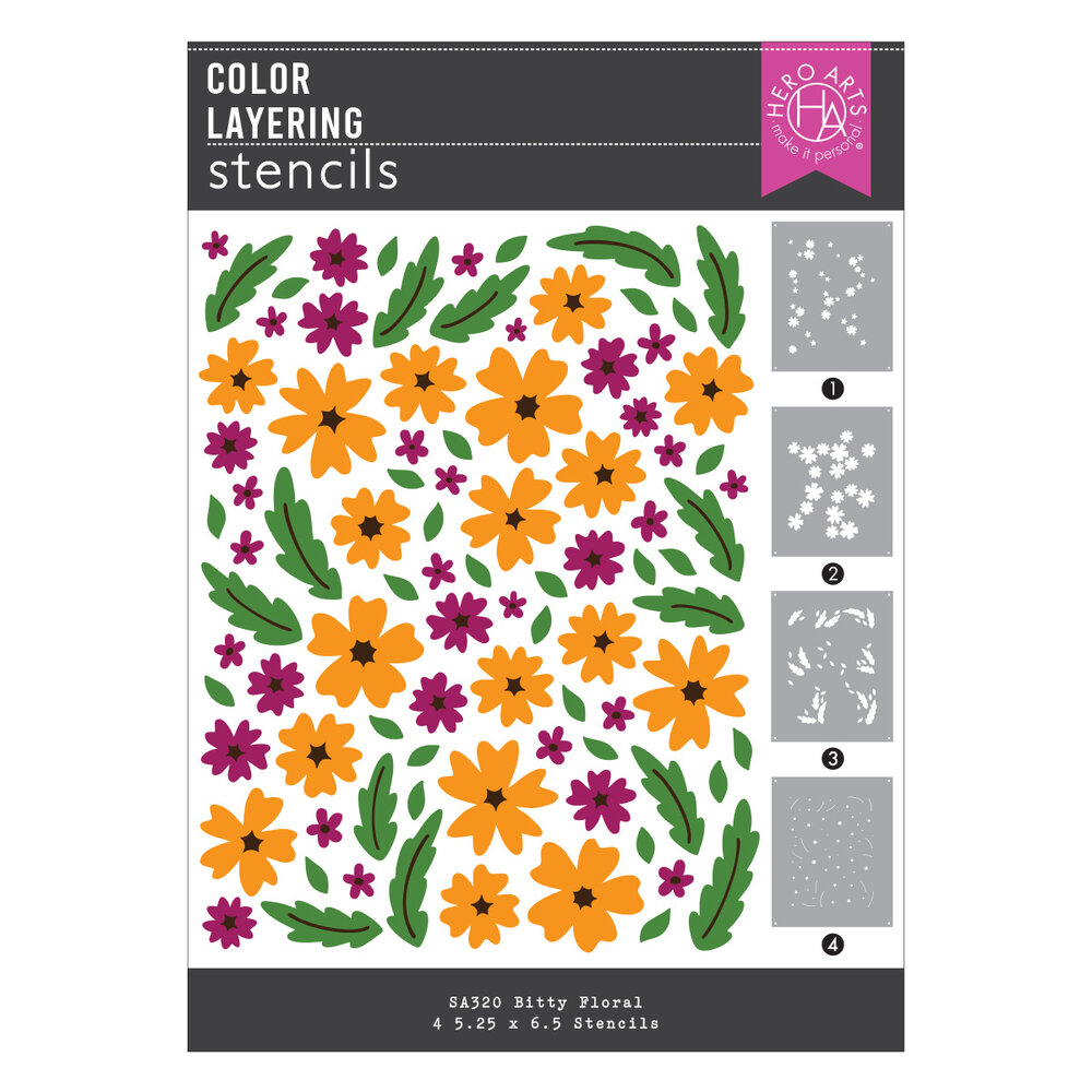 Hero Arts You've Got a Friend Layering Stencils Bitty Floral (SA320)