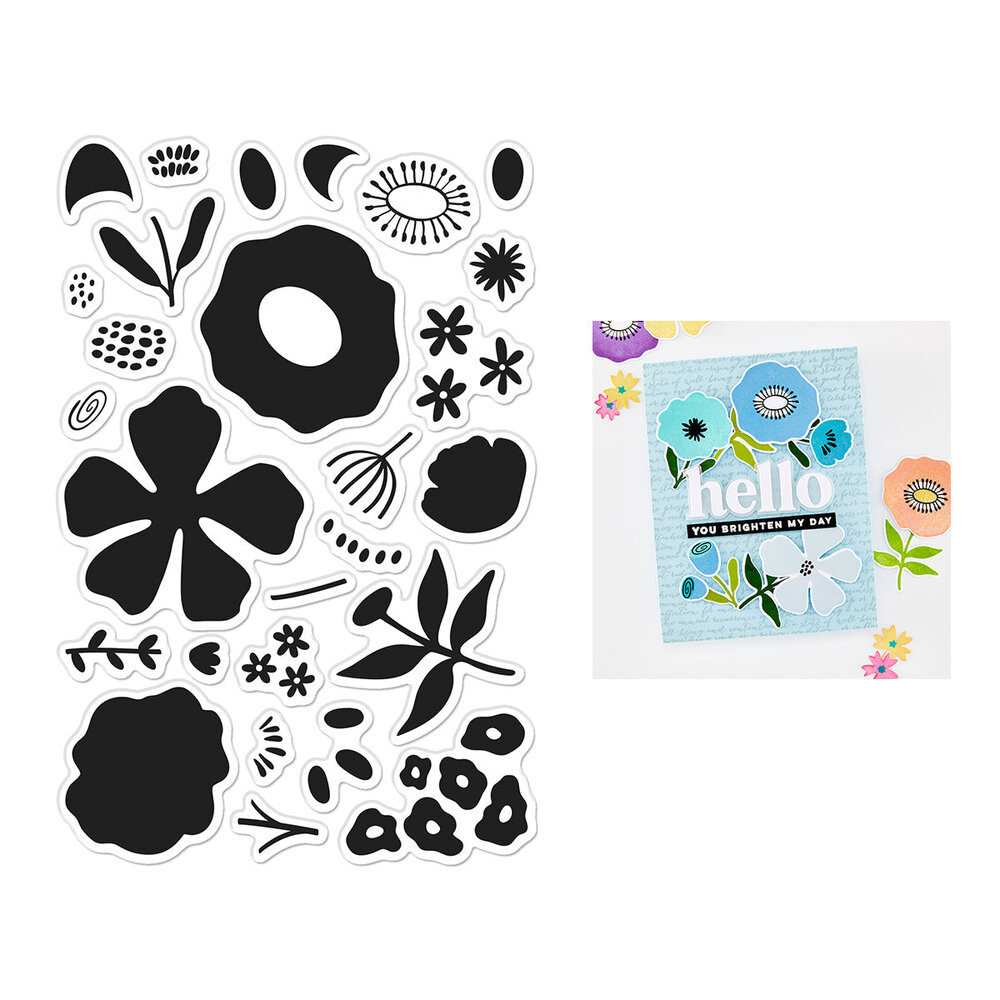 Hero Arts You've Got a Friend Clear Stamp Set Abstract Floral (CM839)