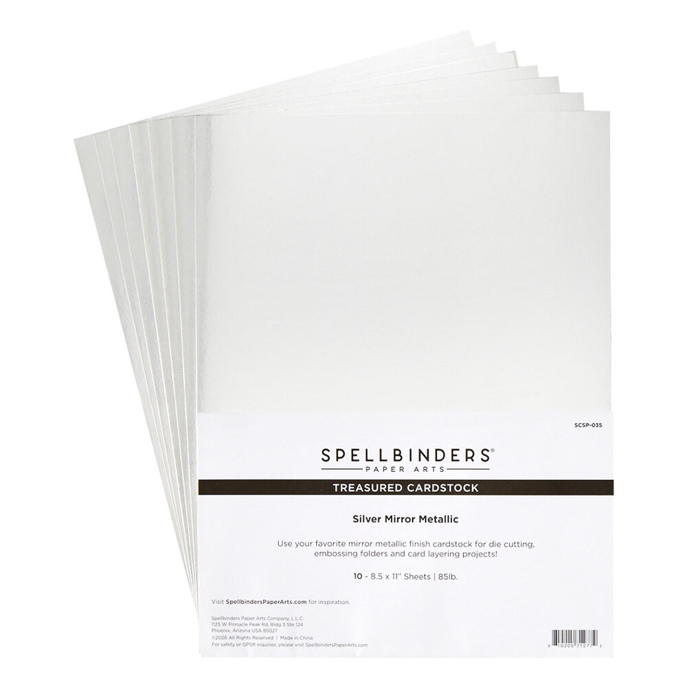 Spellbinders Treasured Cardstock 8,5x11 Inch Silver Mirror Metallic (10pcs) by Spellbinders (SCSP-035)