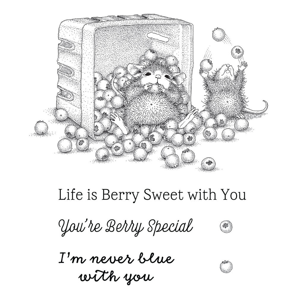 Spellbinders Sunflower Walk Cling Rubber Stamp Set Blueberry Buddies by House-Mouse Designs (RSC-073)