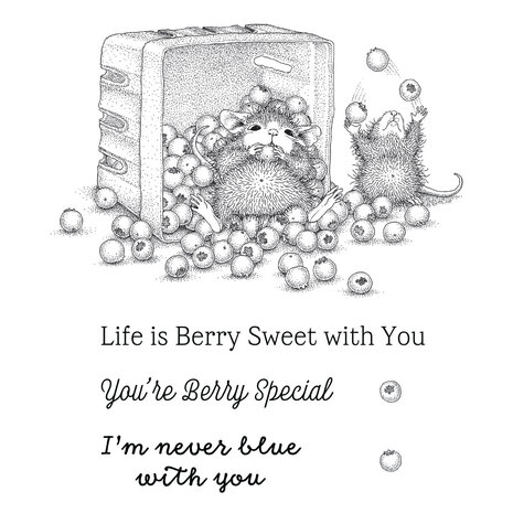 Spellbinders Sunflower Walk Cling Rubber Stamp Set Blueberry Buddies by House-Mouse Designs (RSC-073)
