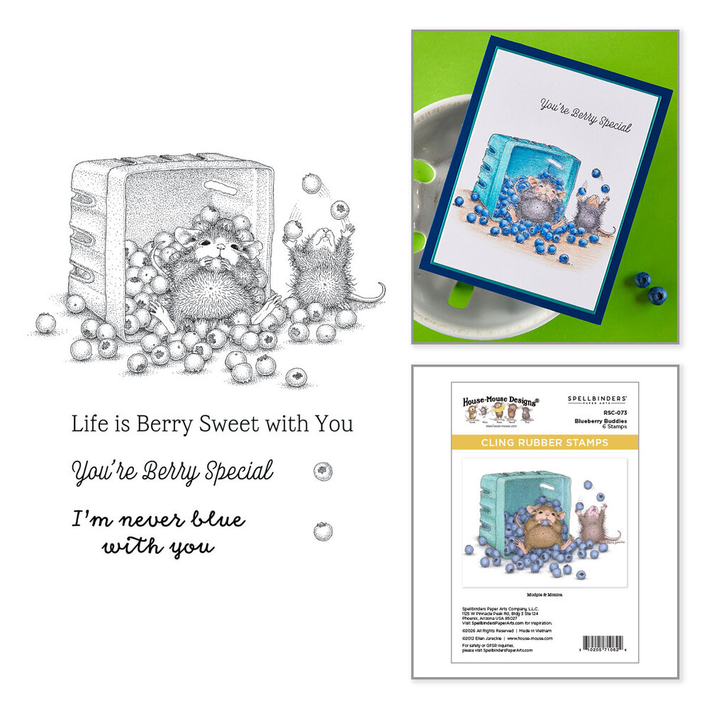 Spellbinders Sunflower Walk Cling Rubber Stamp Set Blueberry Buddies by House-Mouse Designs (RSC-073)