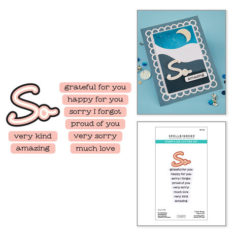 Spellbinders Summertime Clear Stamp & Die Set So Amazing Sentiments by Lisa Horton (SDS-223) Spellbinders Summertime Clear Stamp & Die Set So Amazing Sentiments by Lisa Horton (SDS-223)