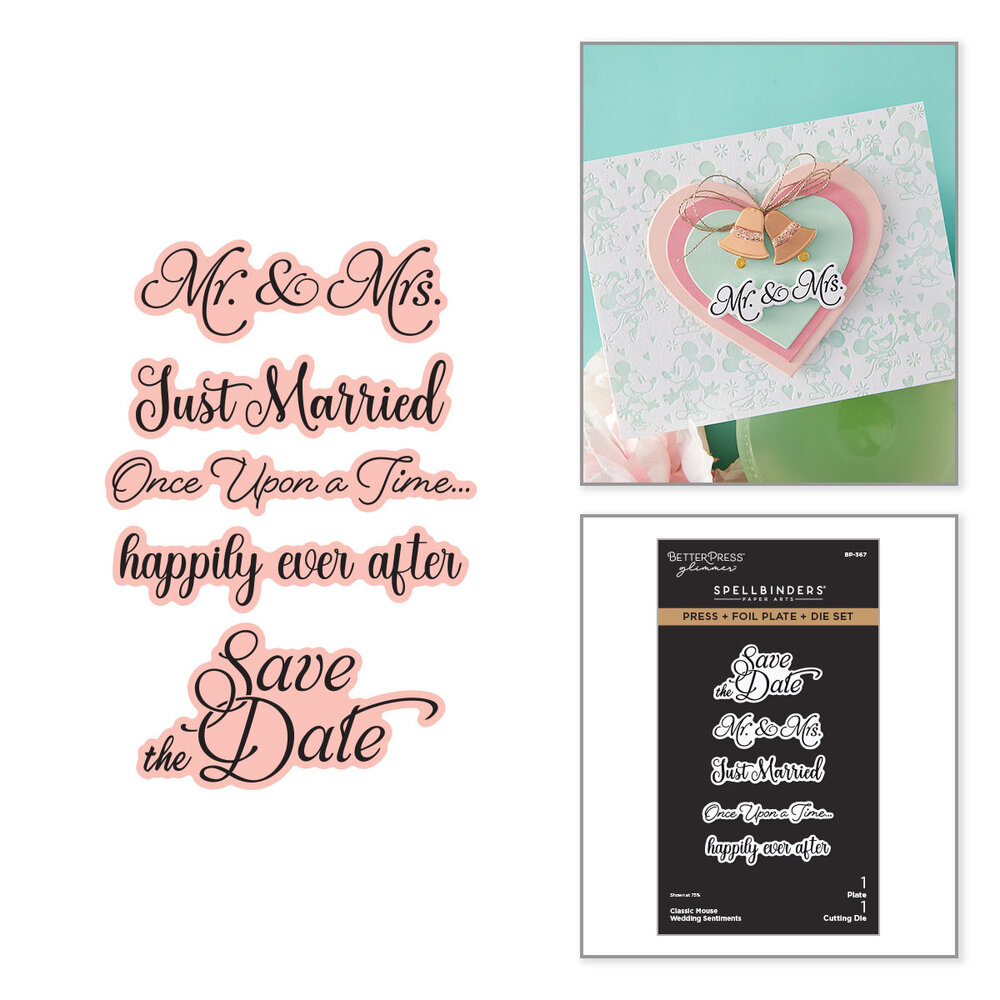 Spellbinders Classic Mouse Wedding Press + Foil Plate & Die Set Sentiments by Spellbinders (BP-367) Spellbinders Classic Mouse Wedding Press + Foil Plate & Die Set Sentiments by Spellbinders (BP-367)