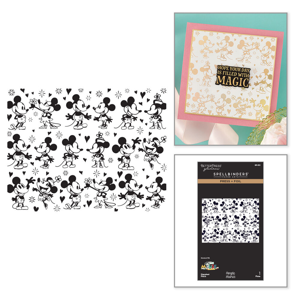 Spellbinders Classic Mouse Wedding Press + Foil Plate Happiest Place by Simple Stories (BP-353) Spellbinders Classic Mouse Wedding Press + Foil Plate Happiest Place by Simple Stories (BP-353)