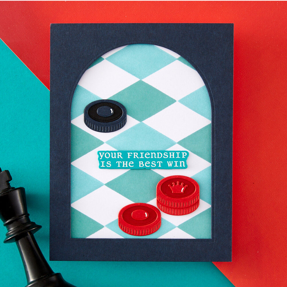 Spellbinders Checkmate Clear Stamp & Die Set Well Played Sentiments by Spellbinders (SDS-227)