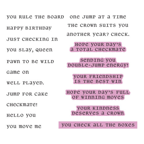 Spellbinders Checkmate Clear Stamp & Die Set Well Played Sentiments by Spellbinders (SDS-227)