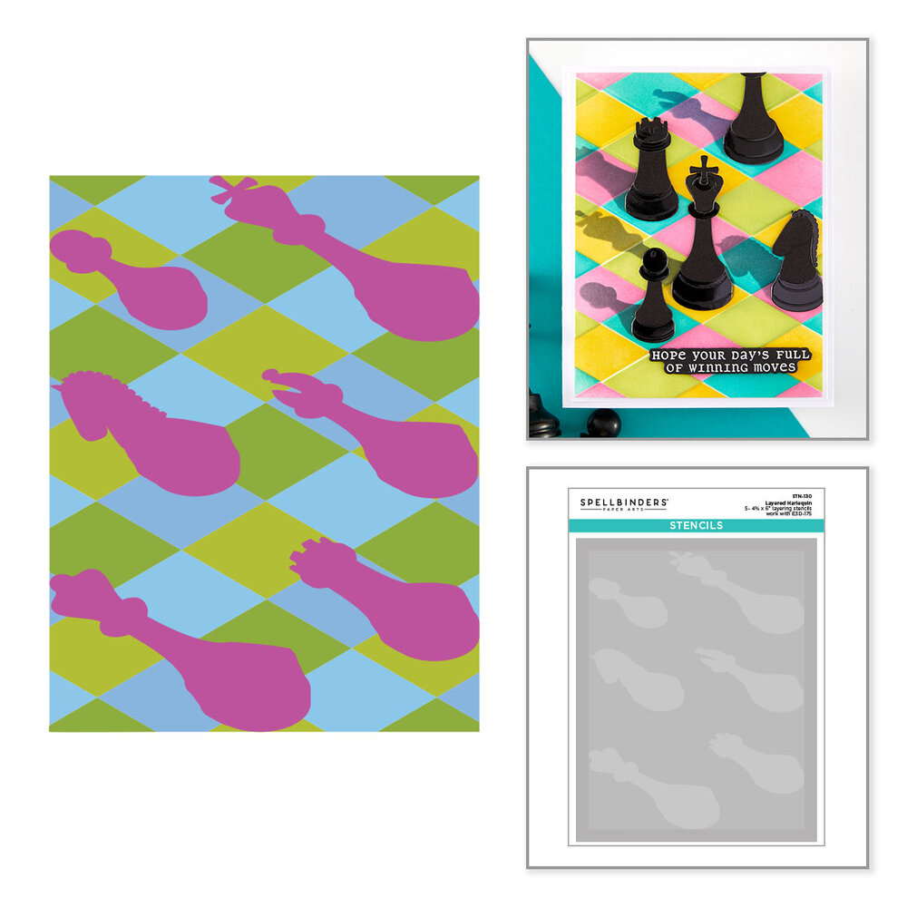 Spellbinders Checkmate Stencil Layered Harlequin by Spellbinders (STN-130)