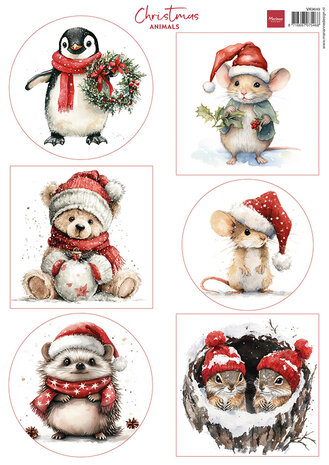 Marianne Design Decoupage Sheet A4 Christmas Animals (VK9649)