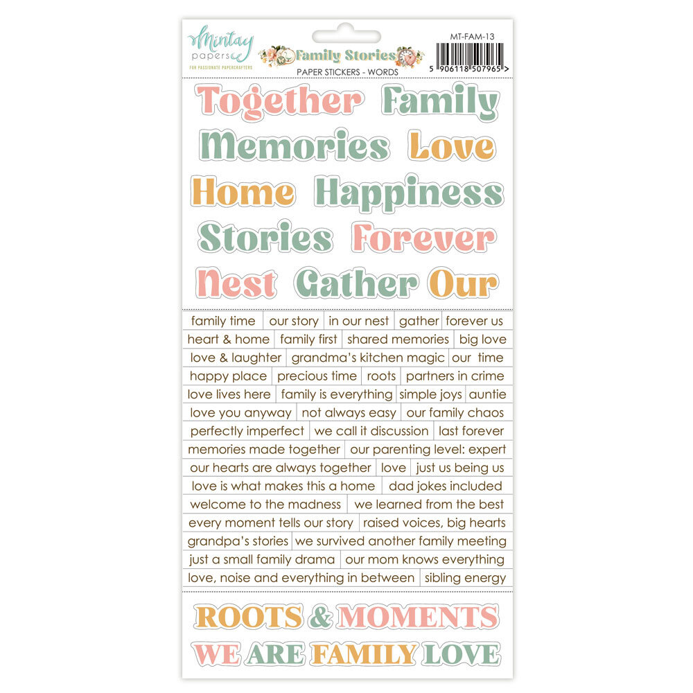 Mintay Family Stories 6x12 Inch Paper Stickers Words (MT-FAM-13)