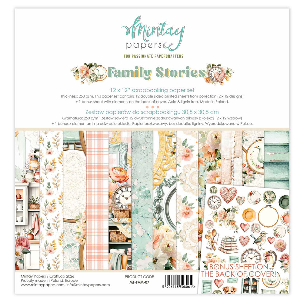 Mintay Family Stories 12x12 Inch Scrapbooking Paper Set (MT-FAM-07) Mintay Family Stories 12x12 Inch Scrapbooking Paper Set (MT-FAM-07)