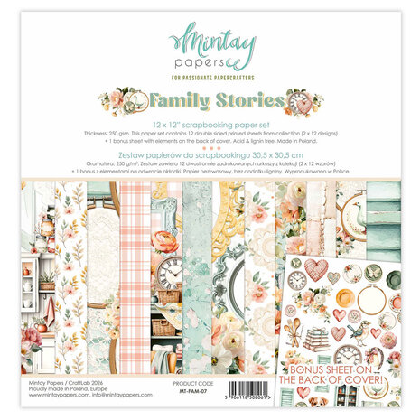 Mintay Family Stories 12x12 Inch Scrapbooking Paper Set (MT-FAM-07) Mintay Family Stories 12x12 Inch Scrapbooking Paper Set (MT-FAM-07)