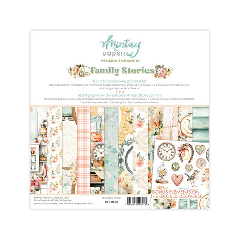 Mintay Family Stories 8x8 Inch Scrapbooking Paper Set (MT-FAM-08) Mintay Family Stories 8x8 Inch Scrapbooking Paper Set (MT-FAM-08)