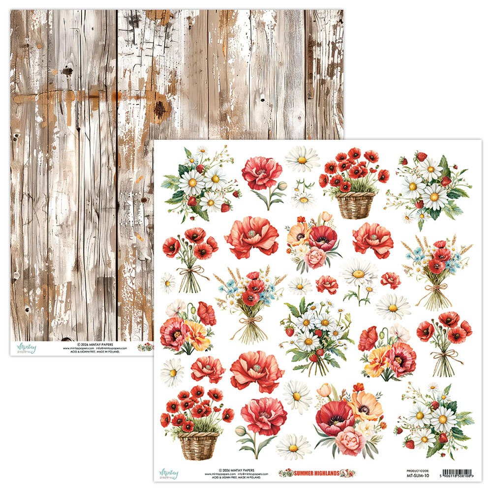 Mintay Summer Highlands 12x12 Inch Fussy Cut Floral Paper (MT-SUM-10) Mintay Summer Highlands 12x12 Inch Fussy Cut Floral Paper (MT-SUM-10)