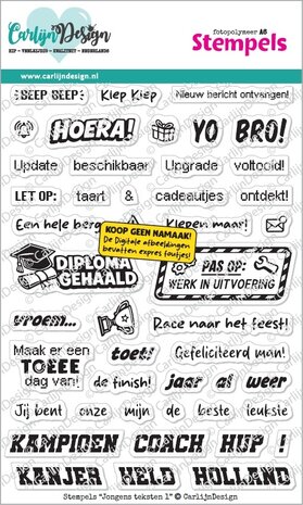 CarlijnDesign Clear Stamps Jongens Teksten 1 by CarlijnDesign (CDST-0180) CarlijnDesign Clear Stamps Jongens Teksten 1 by CarlijnDesign (CDST-0180)