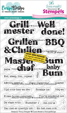 CarlijnDesign Stempels Grill Grapjes by Ilona Maakt (CDST-0178)