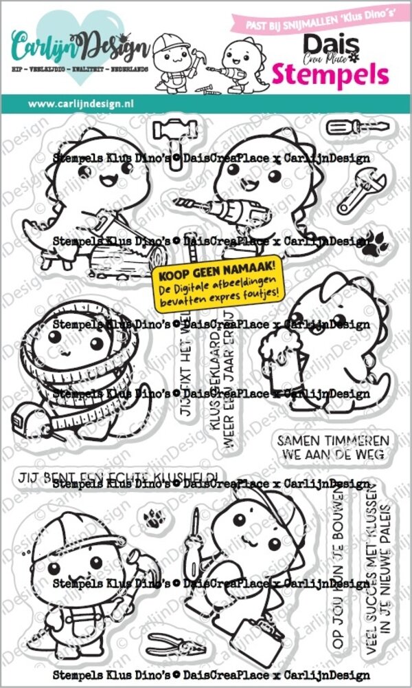 CarlijnDesign Stempels Klus Dino's by DaisCreaPlace (CDST-0177)