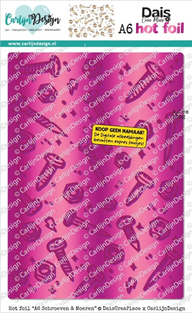 CarlijnDesign Hot Foil A6 Screws & Nuts by DaisCreaPlace (CDHF-0091)