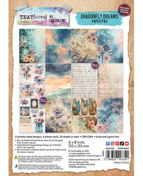 TEXT(ures) Dragonfly Dreams 6x8 Inch Paper Pad by Lou Collins (TEXPP0003)