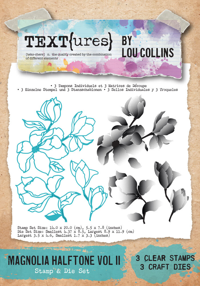 TEXT(ures) Dragonfly Dreams Stamp & Die Set Magnolia Halftone Vol II by Lou Collins (TEXDS0001)