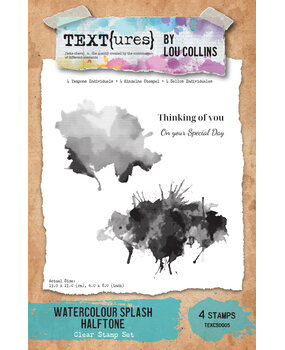 TEXT(ures) Dragonfly Dreams 6x8 Inch Clear Stamp Set Watercolour Splash Halftone by Lou Collins (TEXCS0005)