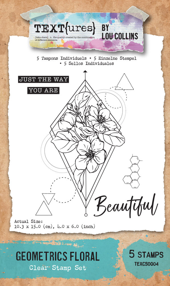 TEXT(ures) Dragonfly Dreams 4x6 Inch Clear Stamp Set Geometrics Floralby Lou Collins (TEXCS0004)