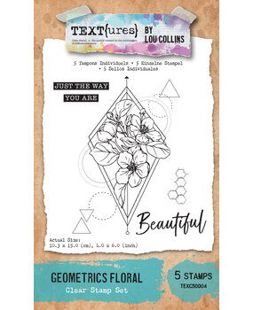 TEXT(ures) Dragonfly Dreams 4x6 Inch Clear Stamp Set Geometrics Floralby Lou Collins (TEXCS0004)