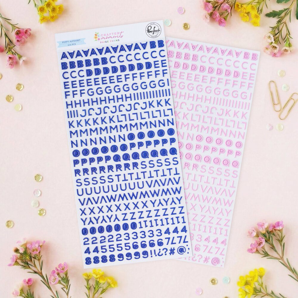 Pinkfresh Studio Crafted Moments Mini Puffy Alpha Stickers by Paige Evans (318126)