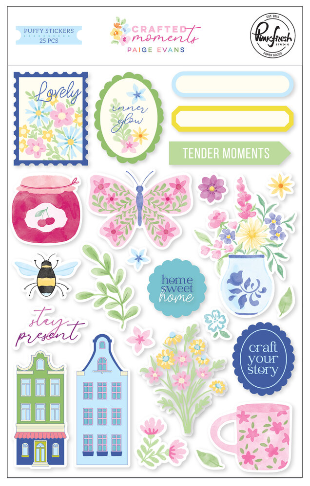 Pinkfresh Studio Crafted Moments Puffy Stickers by Paige Evans (317626) Pinkfresh Studio Crafted Moments Puffy Stickers by Paige Evans (317626)