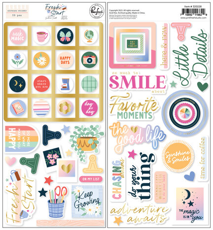 Pinkfresh Studio Fresh Start Chipboard Stickers by Kaitlin Sheaffer (320226)