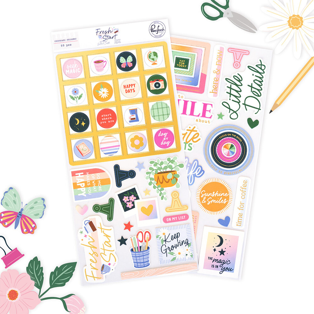Pinkfresh Studio Fresh Start Chipboard Stickers by Kaitlin Sheaffer (320226)
