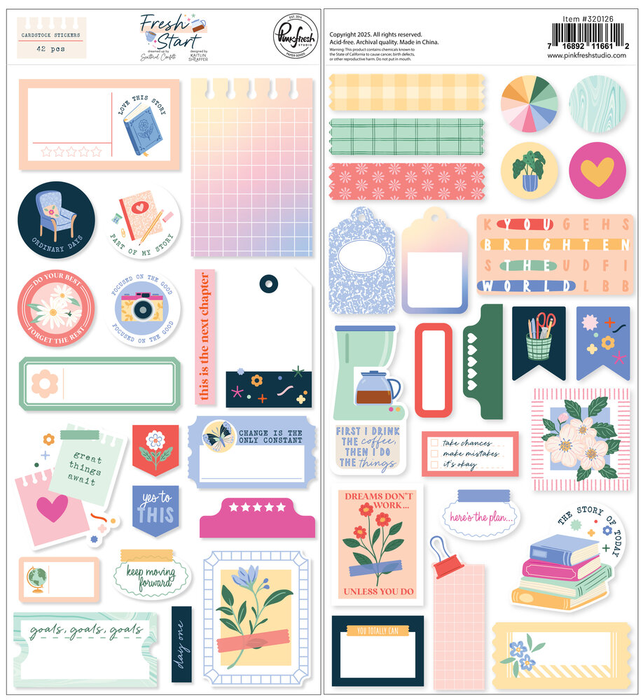 Pinkfresh Studio Fresh Start Cardstock Stickers by Kaitlin Sheaffer (320126) Pinkfresh Studio Fresh Start Cardstock Stickers by Kaitlin Sheaffer (320126)
