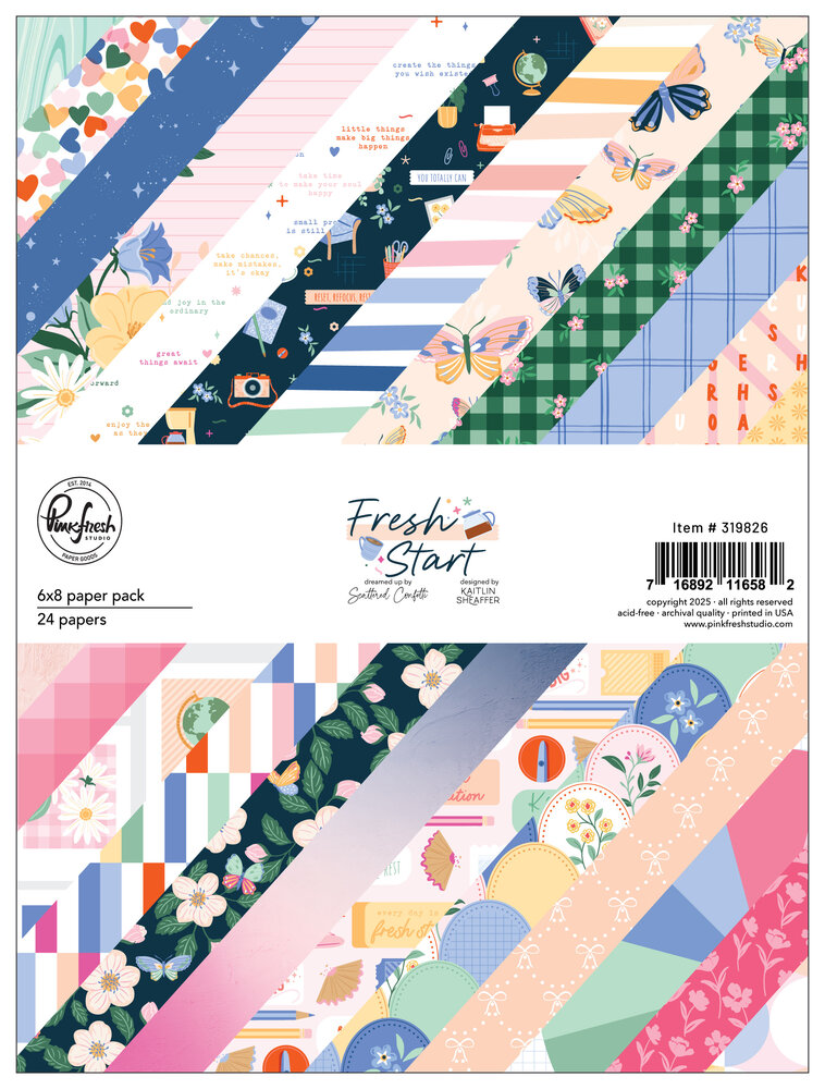 Pinkfresh Studio Fresh Start 6x8 Inch Paper Pack Double-Sided (24pcs) by Kaitlin Sheaffer (319826)