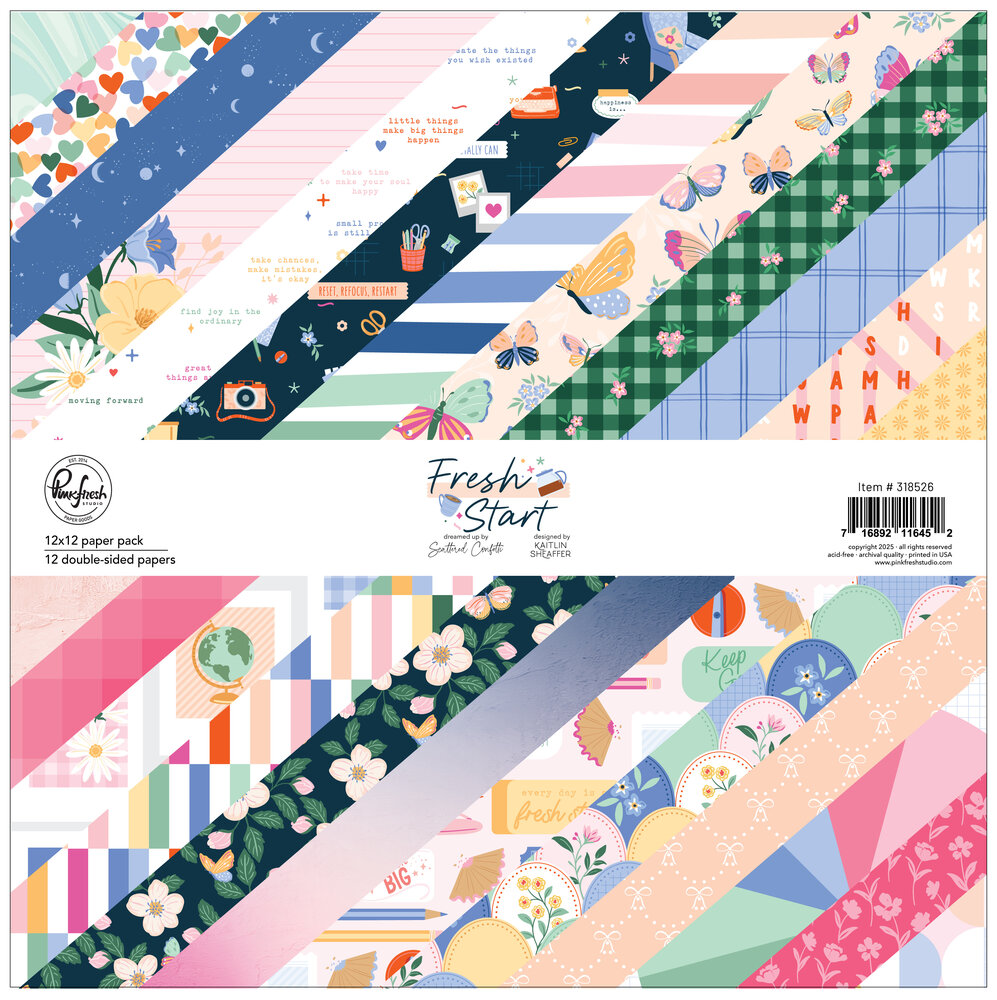 Pinkfresh Studio Fresh Start 12x12 Inch Paper Pack Double-Sided (12pcs) by Kaitlin Sheaffer (318526) Pinkfresh Studio Fresh Start 12x12 Inch Paper Pack Double-Sided (12pcs) by Kaitlin Sheaffer (318526)