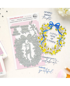 Pinkfresh Studio Sunlit Manor Press Plate Lemon Blossom Crest by Dawn Woleslagle (321526)