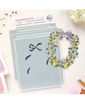 Pinkfresh Studio Sunlit Manor Stencil Lemon Blossom Crest by Dawn Woleslagle (321426)