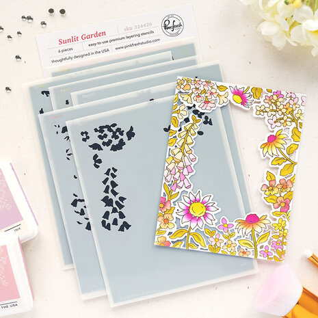 Pinkfresh Studio Sunlit Manor Stencil Sunlit Garden by Inna Moreva (324426)