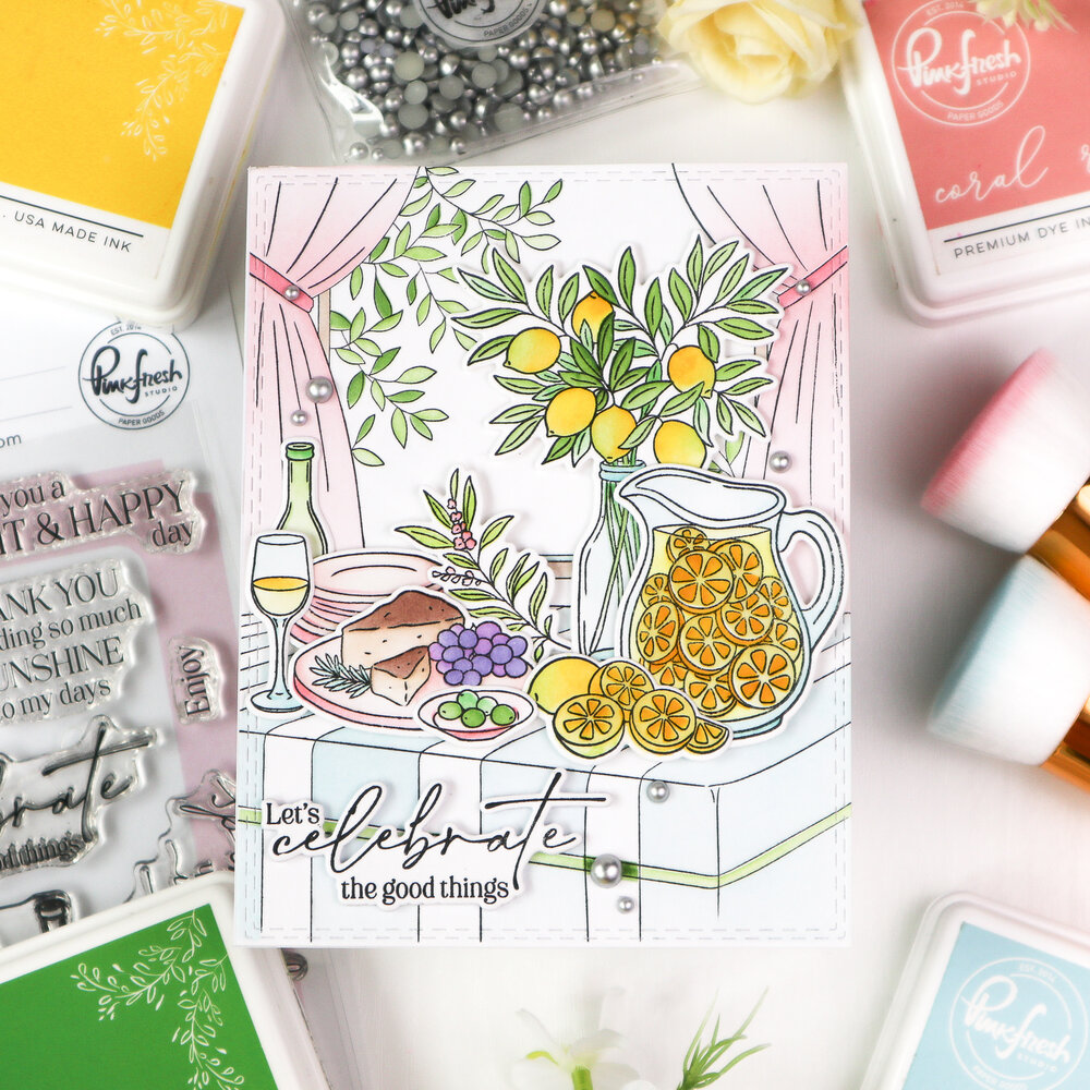 Pinkfresh Studio Sunlit Manor Stencil Citrus Still Life by Inna Moreva (324826)