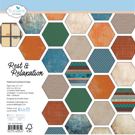 Elizabeth Craft Designs Rest & Relaxation 12x12 Inch Patterned Cardstock Paper by Everyday Memories (C043)
