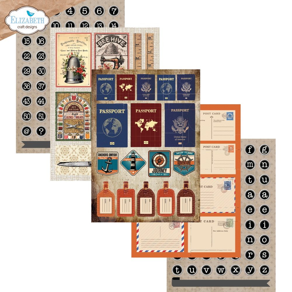 Elizabeth Craft Designs Rest & Relaxation A5 Patterned Cardstock Everyday Ephemera 2 by Everyday Memories (PS03)