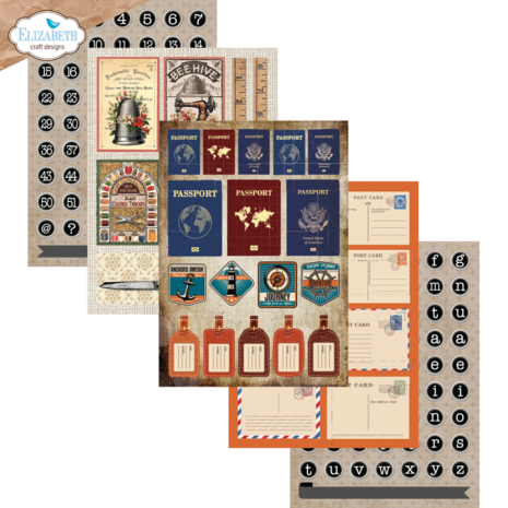 Elizabeth Craft Designs Rest & Relaxation A5 Patterned Cardstock Everyday Ephemera 2 by Everyday Memories (PS03)