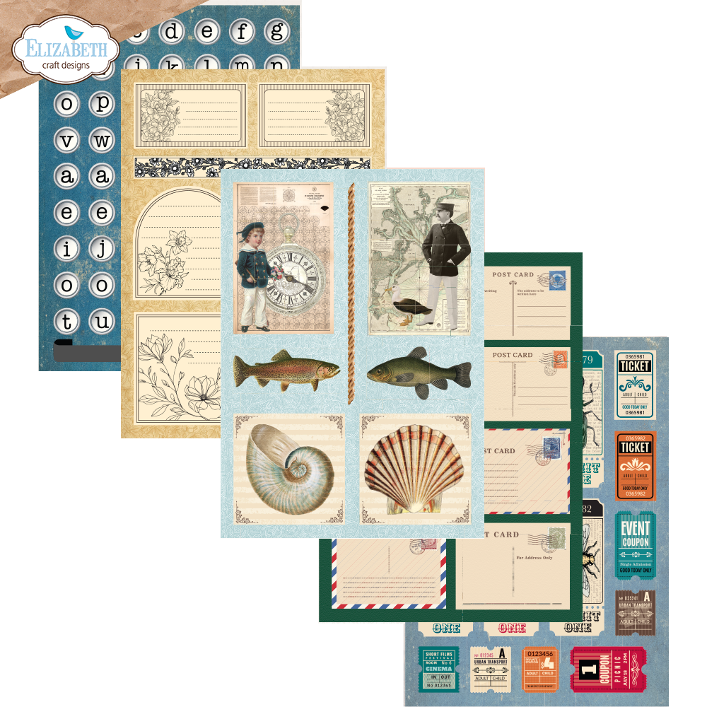 Elizabeth Craft Designs Rest & Relaxation A5 Patterned Cardstock Everyday Ephemera 2 by Everyday Memories (PS03)