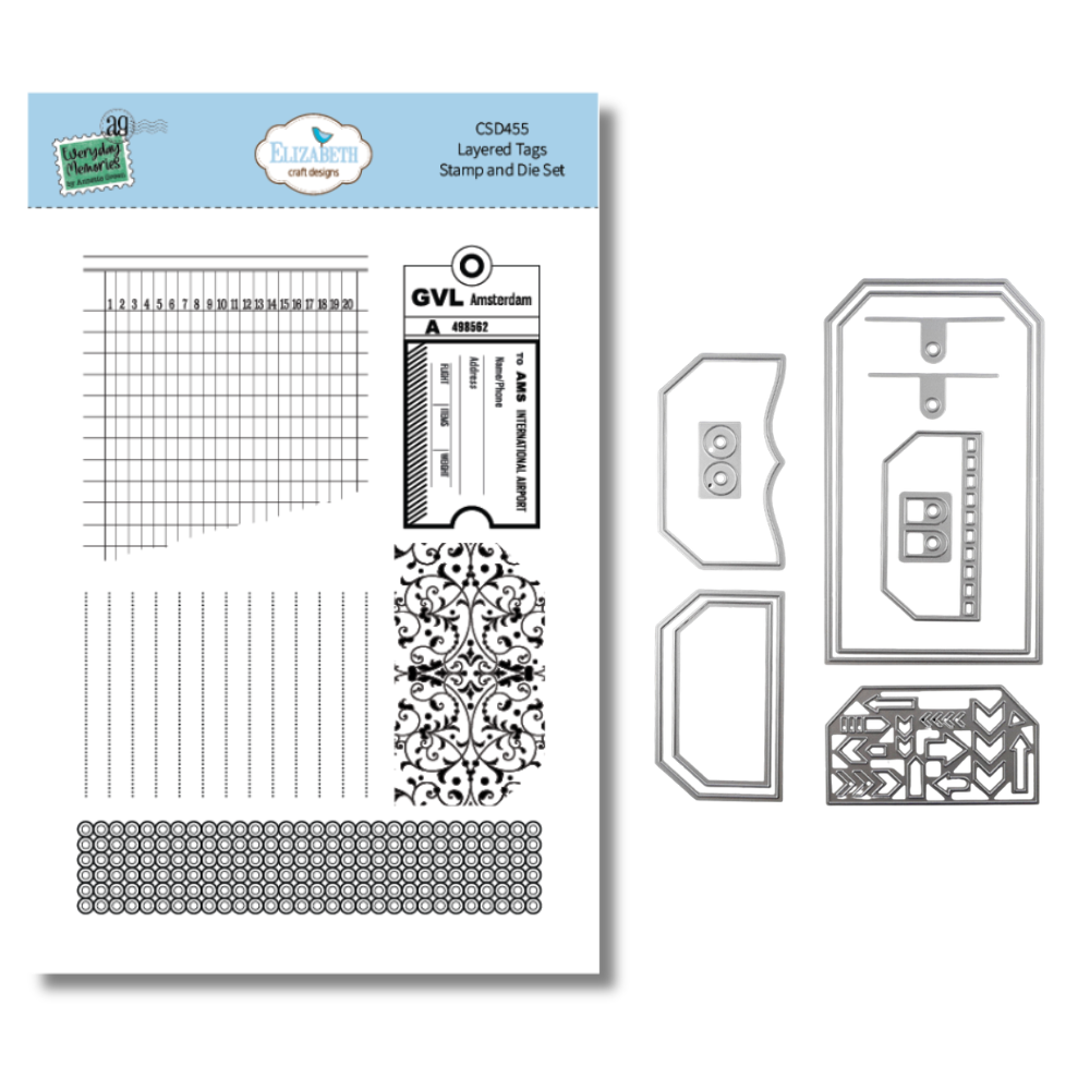 Elizabeth Craft Designs Rest & Relaxation Stamp and Die Set Layered Tags by Everyday Memories (CSD455)