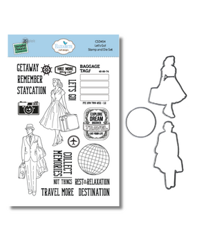 Elizabeth Craft Designs Rest & Relaxation Stamp and Die Set Let's Go! by Everyday Memories (CSD454)