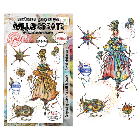 Aall and Create Aether Dragonfly A6 Stamp Sets Aerial Mechanica by Soizic (AALL-TP-1464)