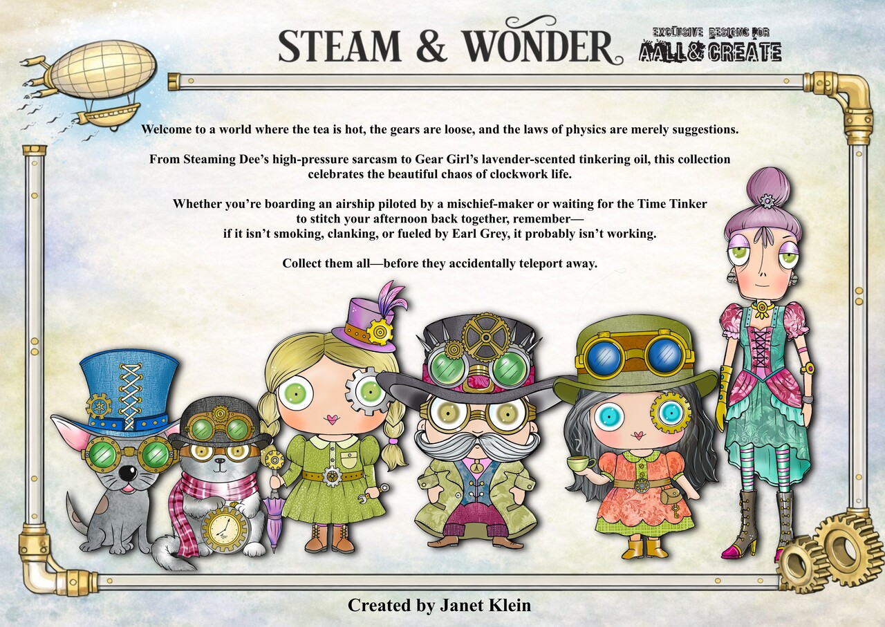 Aall and Create Steam & Wonder A5 Stamp Bundle by Janet Klein (AALL-PCK-JK003)
